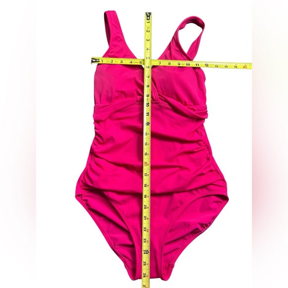 LAUREN RALPH LAUREN Magenta Pink twist One Piece Swimsuit size 8 ESF17107 NWT - Picture 6 of 8